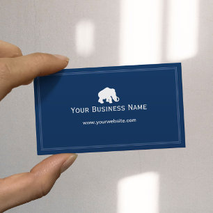 Tarjeta de visita azul llana simple del elefante