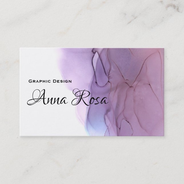Tarjeta De Visita Azul magenta de la lavanda de la acuarela fresca (Anverso)