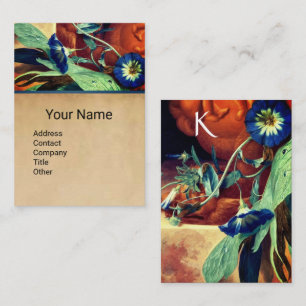 TARJETA DE VISITA AZUL MAÑANA GLORIES FLORAL PARCHMENT MONOGRAM BU