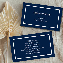 Tarjeta De Visita Azul Marino Blanco Minimal Profesional Corporativo