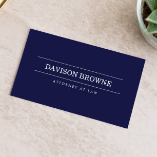 Tarjeta de visita azul marino del abogado