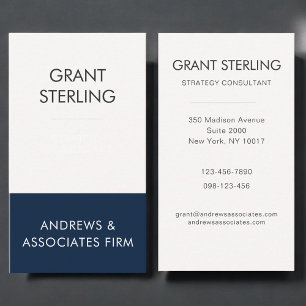 Tarjeta De Visita Azul Marino Elegante Moderno Corporativo