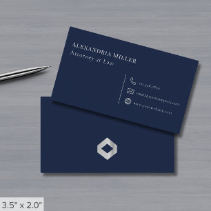 Tarjeta De Visita Azul marino simple y gris