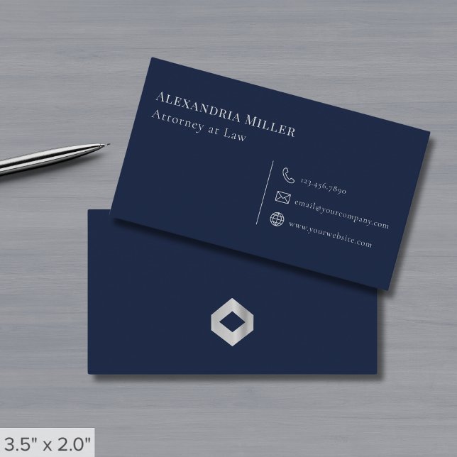 Tarjeta De Visita Azul marino simple y gris (Subido por el creador)