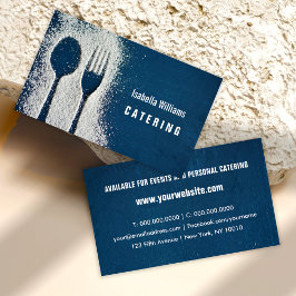 Tarjeta De Visita Azul Marino, Tenedor de Azúcar, Catering, Chef, Re