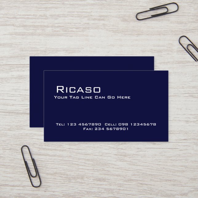 Tarjeta De Visita Azul marino y blanco modernos (Anverso/Reverso In Situ)