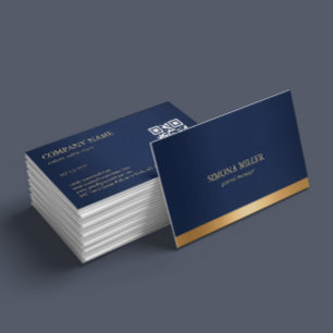 Tarjeta De Visita Azul Marino y Dorado