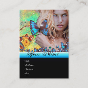 Tarjeta De Visita AZUL MARIPOSA PELO BELLEZA MAKEUP ARTISTA monogram