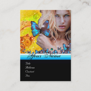 Tarjeta De Visita AZUL MARIPOSA PELO BELLEZA MAKEUP ARTISTA monogram