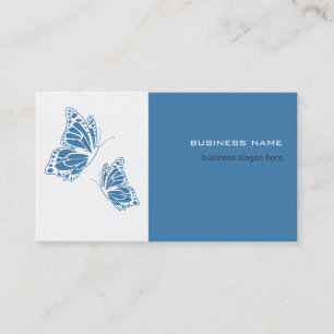 Tarjeta De Visita Azul mariposa y blanco elegante moderno simple