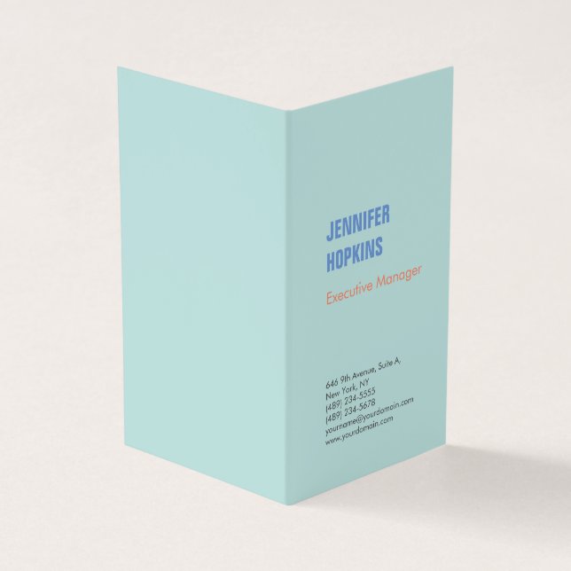 Tarjeta De Visita Azul minimalista (Exterior)