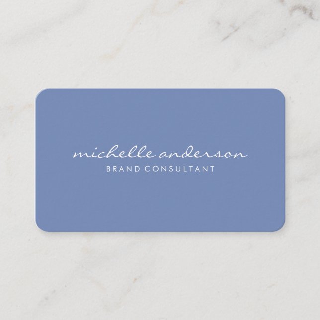 Tarjeta De Visita Azul minimalista con texto curvo (Anverso)