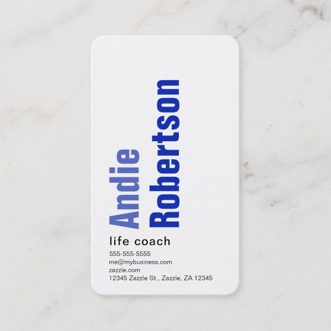 Tarjeta De Visita Azul Minimalista contemporáneo (Anverso)