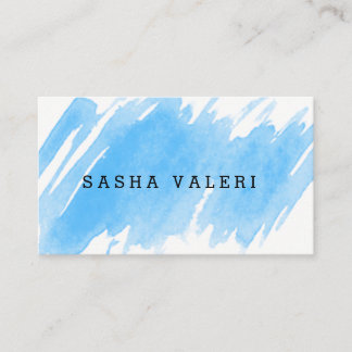 Tarjeta de visita azul minimalista de la acuarela