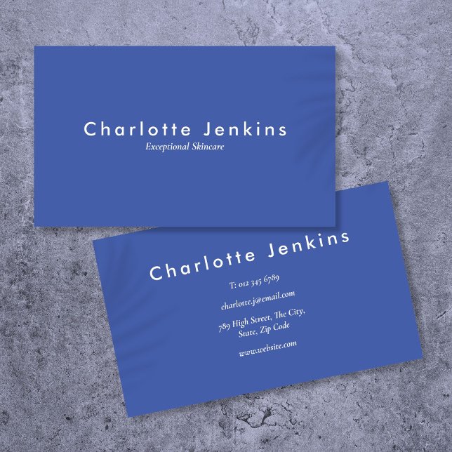 Tarjeta De Visita Azul minimalista elegante profesional (Minimalist Modern Elegant Professional Blue Business Card)