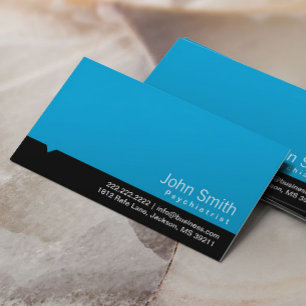 Tarjeta de visita azul moderna del psiquiatra