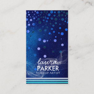 Tarjeta De Visita Azul moderno del artista de maquillaje de Bokeh