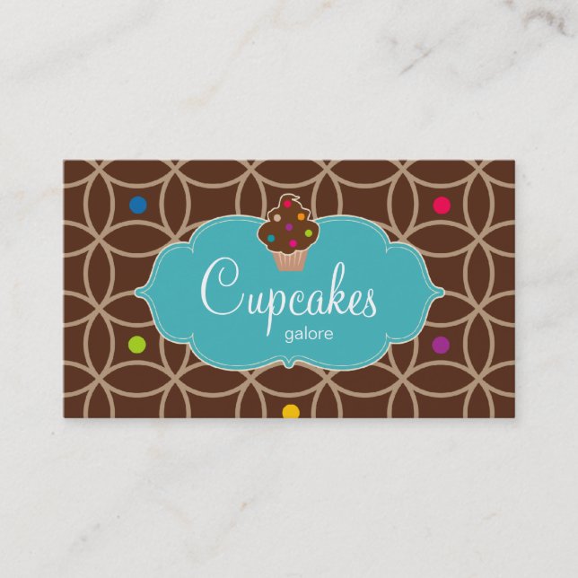 Tarjeta De Visita Azul moderno del chocolate de los puntos de la (Anverso)