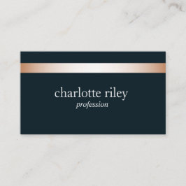 Tarjeta De Visita Azul | Moderno Rosa con rayas de oro estilizado