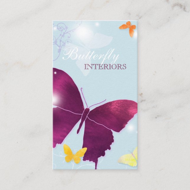 Tarjeta De Visita Azul morado de mariposa (Anverso)
