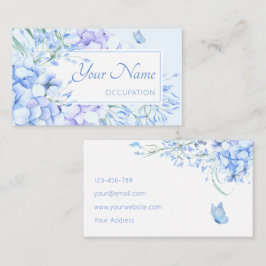 Tarjeta De Visita Azul morado floral elegante