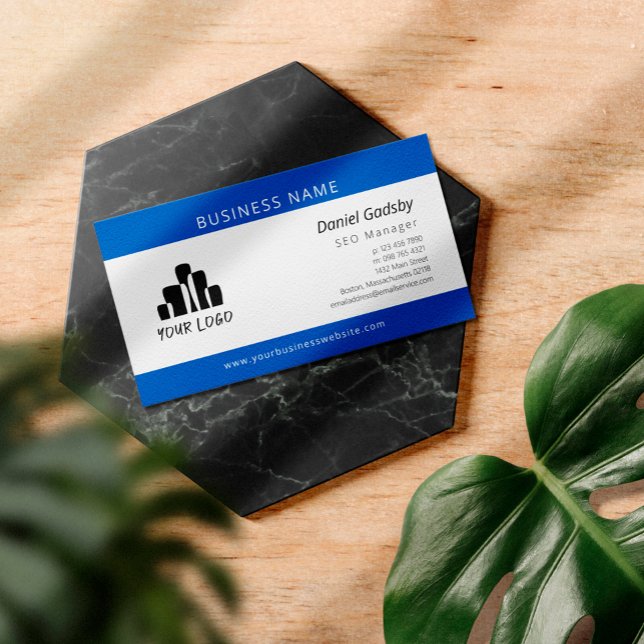 Tarjeta De Visita Azul negrita Blanco Tu Logotipo Un Lado (Subido por el creador)