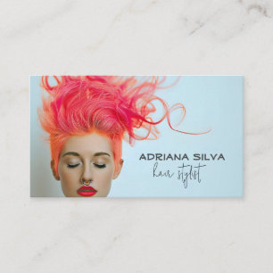 Tarjeta De Visita Azul negrita con el pelo rosado para el cabello Es