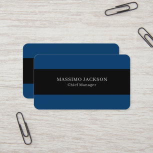 Tarjeta De Visita Azul Negro Moderno Simple Minimalista Profesional
