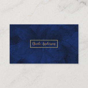 Tarjeta De Visita Azul Oro Acuarela Floral Glam Elegante Moderno