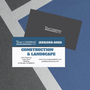 Tarjeta De Visita Azul Oscuro, Gris Carbón, Logotipo Blanco Negocio