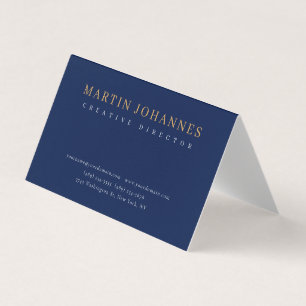 Tarjeta De Visita Azul Oscuro Liso Profesional Elegante