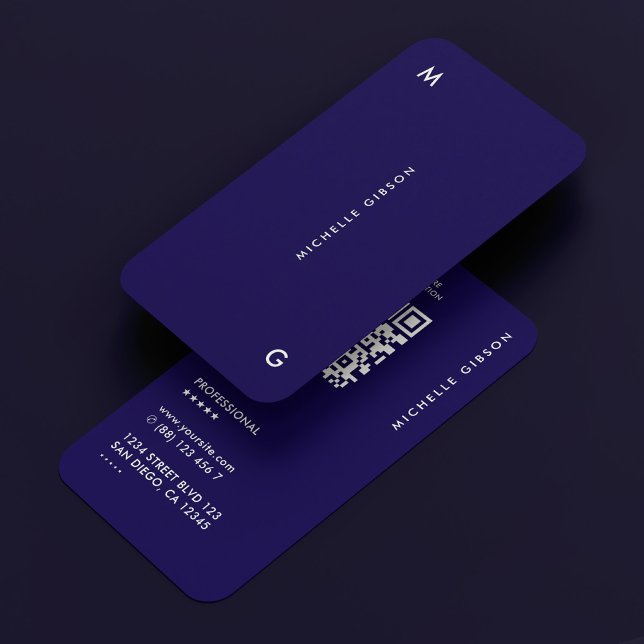 Tarjeta De Visita Azul oscuro profesional simple mínimo (Professional Dark Blue Simple Minimal Business Card
)