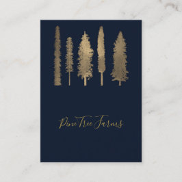 Tarjeta De Visita Azul Oscuro y Dorado Bosque Arbolado Rústico