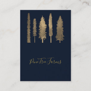 Tarjeta De Visita Azul Oscuro y Dorado Bosque Arbolado Rústico