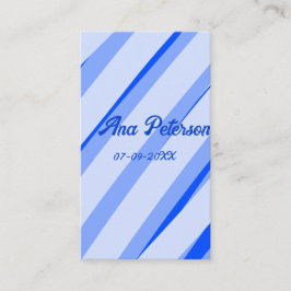 Tarjeta De Visita azul pastel añadir nombre fecha líneas patrón boho