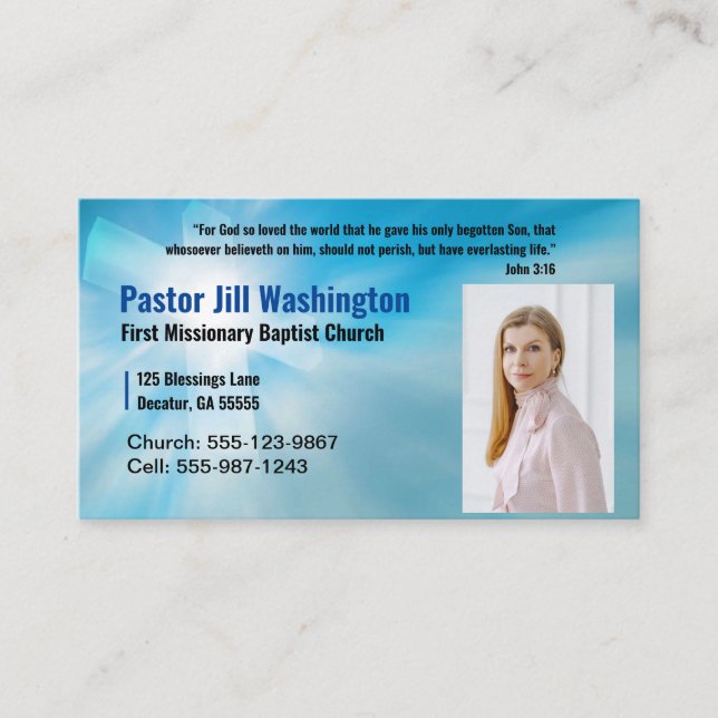 Tarjeta de visita azul Pastor (Anverso)