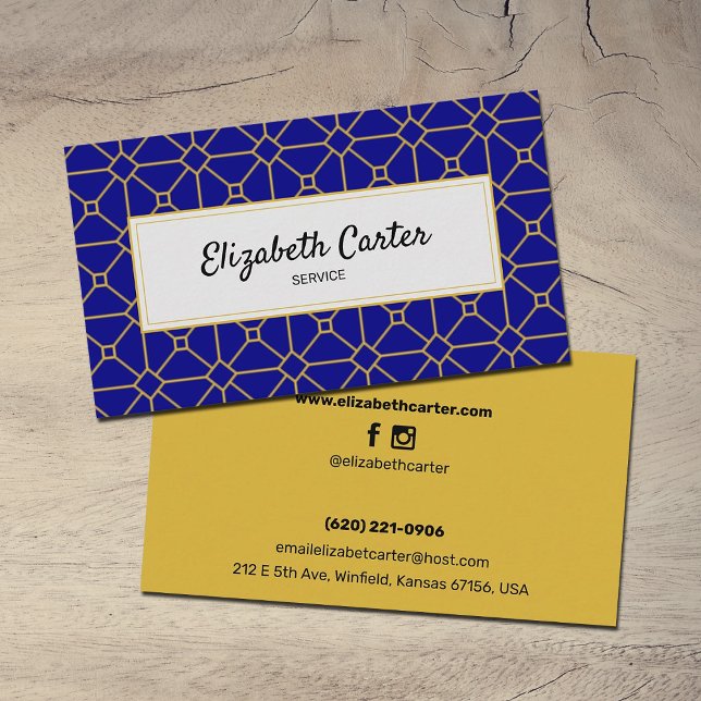 Tarjeta De Visita Azul personalizado y oro Moderno y elegante (Subido por el creador)