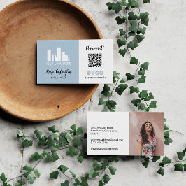 Tarjeta De Visita Azul polvo Tu logotipo Código QR Foto Medios socia
