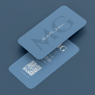 Tarjeta De Visita Azul polvoriento de marketing mínimo profesional
