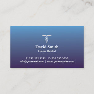 Tarjeta De Visita Azul profesional equino del servicio médico y