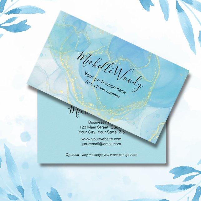Tarjeta De Visita Azul Profesional estilizado moderno (Upgrade your business cards "look" today!  Featuring a professional blue, easy-to-read, design.)