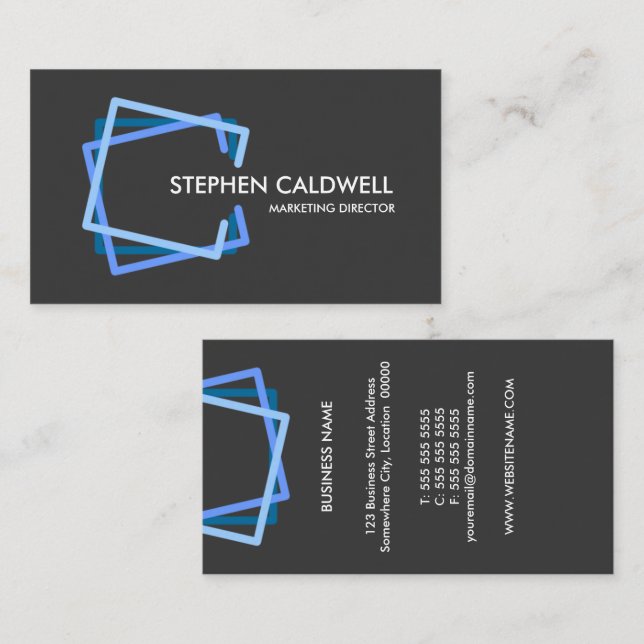 Tarjeta De Visita Azul Profesional Moderno (Anverso / Reverso)