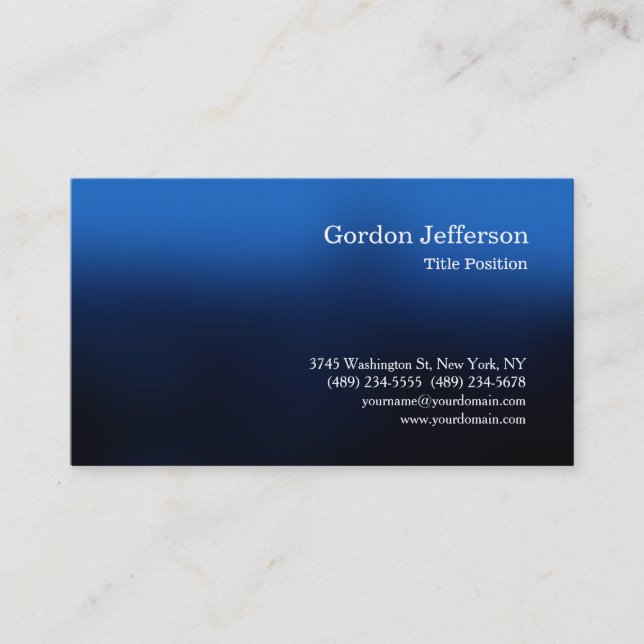 Tarjeta De Visita Azul Profesional Simple Llanura Moderna (Anverso)