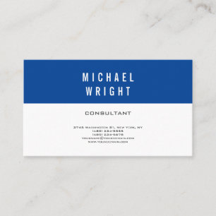 Tarjeta De Visita Azul profundo blanco moderno llano simple Minimali