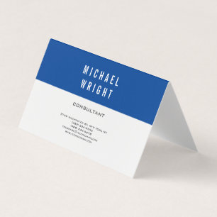 Tarjeta De Visita Azul profundo blanco moderno llano simple Minimali