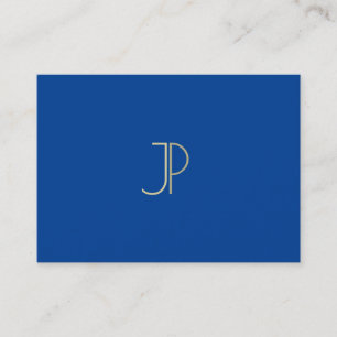 Tarjeta De Visita Azul Profundo Monograma Moderno Elegante Template