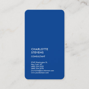 Tarjeta De Visita Azul profundo vertical trendy Minimalista elegante