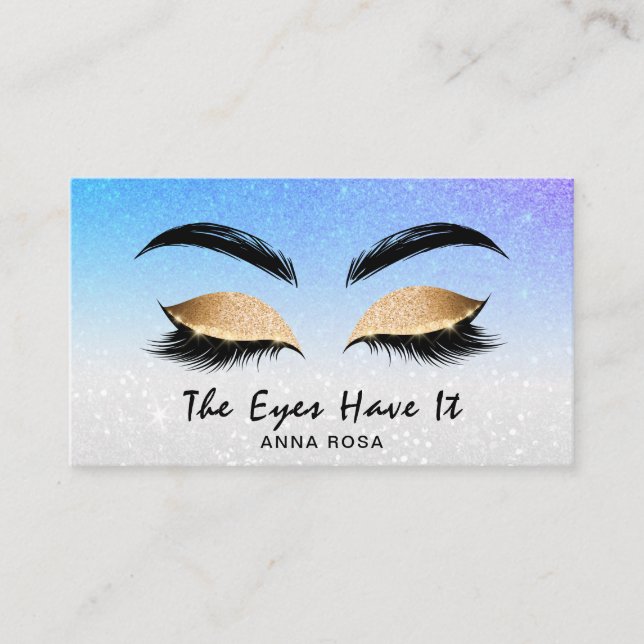 Tarjeta De Visita *~* AZUL - PURPLE Lashes Extensiones Brows Girly (Anverso)