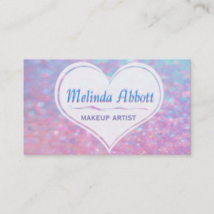 Tarjeta De Visita Azul purpurinoso y rosado en colores pastel con el