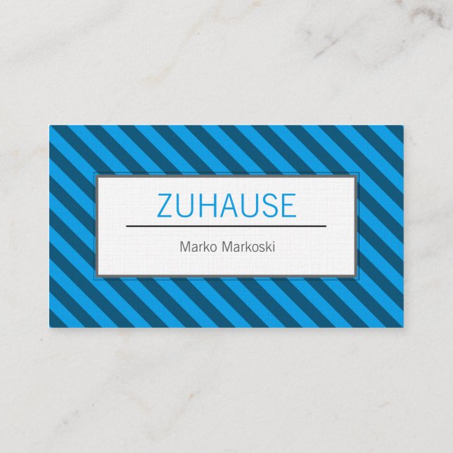 Tarjeta de visita azul rayada (Reverso)